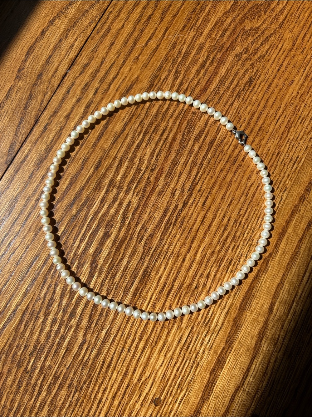 Japanese Cultured White Pearl Necklace with Silver Clasp